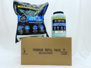 green earth premium fast acting ice melter lawn and garden friendly ice melt refill pack, 1 9lb shaker jug 1 25lb bag
