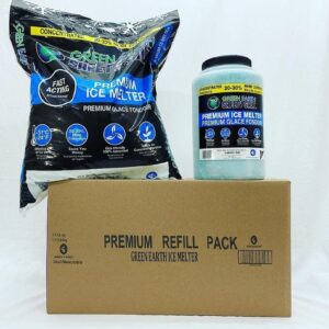 Green Earth Premium Fast Acting Ice Melter Lawn and Garden Friendly Ice Melt Refill Pack, 1 9lb shaker jug 1 25lb bag