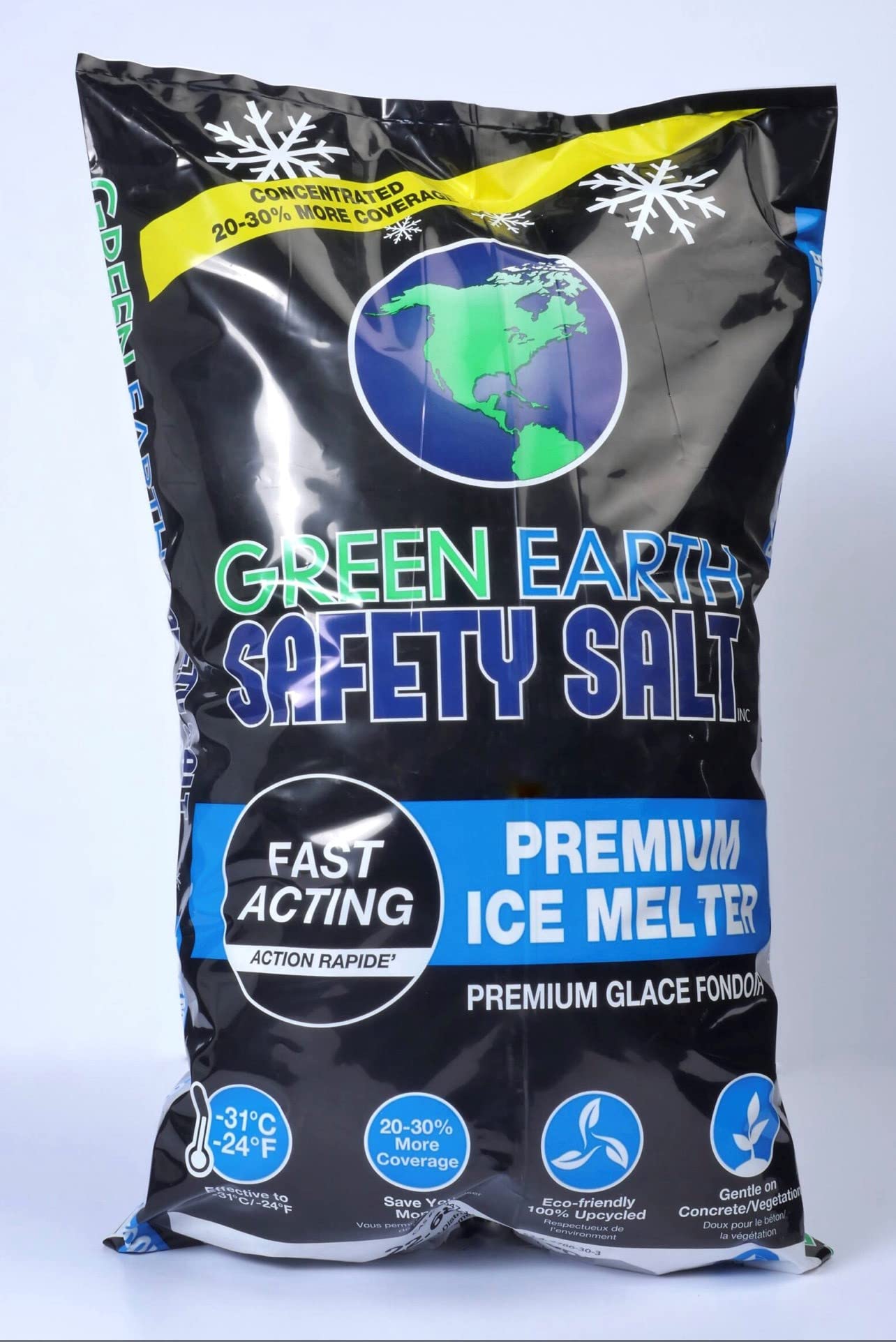 Green Earth Premium Fast Acting Ice Melter Lawn and Garden Friendly Ice Melt Refill Pack, 1 9lb shaker jug 1 25lb bag