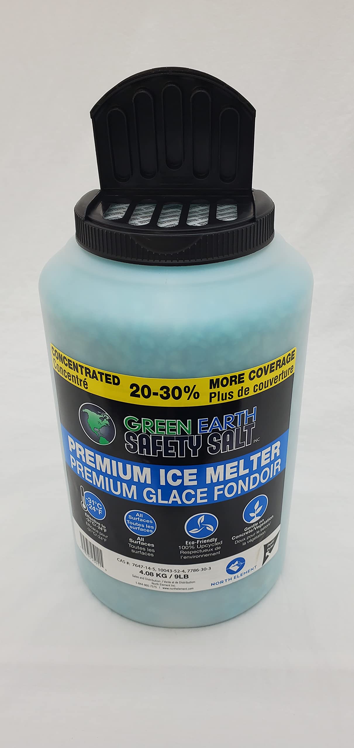 Green Earth Premium Fast Acting Ice Melter Lawn and Garden Friendly Ice Melt Refill Pack, 1 9lb shaker jug 1 25lb bag