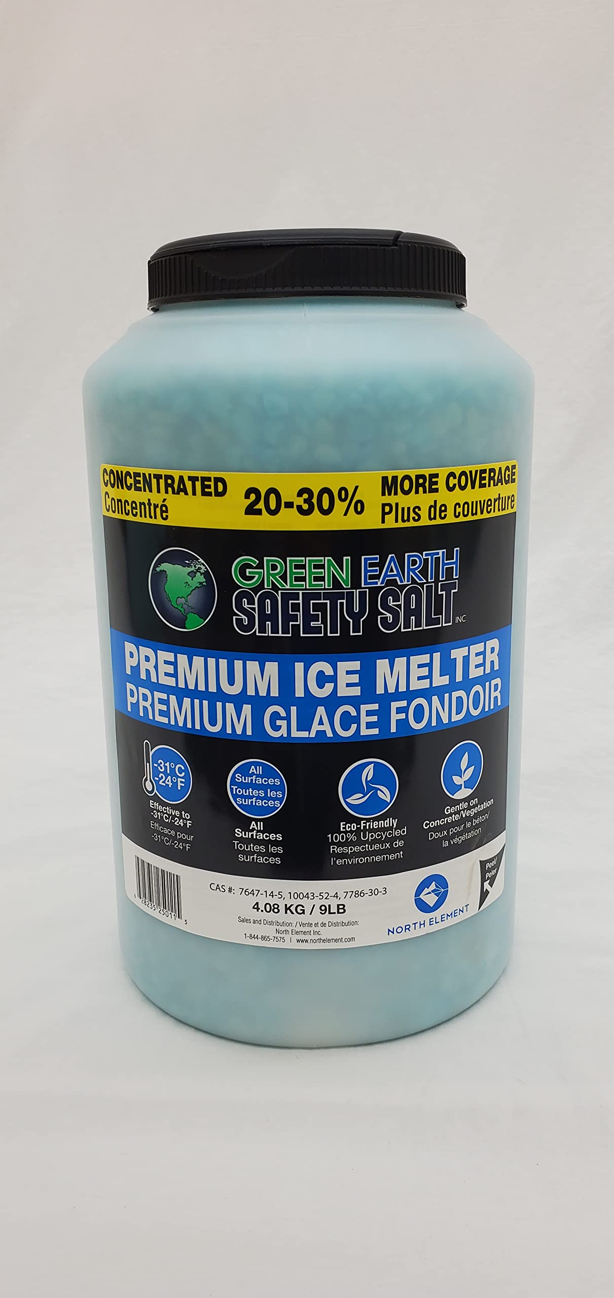 Green Earth Premium Fast Acting Ice Melter Lawn and Garden Friendly Ice Melt Refill Pack, 1 9lb shaker jug 1 25lb bag