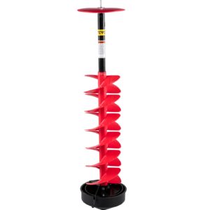 VEVOR Ice Drill Auger, 8" Diameter Nylon Ice Auger, 39" Length Ice Auger Bit,Auger Drill with 11.8" Extension Rod,Auger Bit w/Drill Adapter,Top Plate & Blade Guard for Ice Fishing Ice Burrowing Red