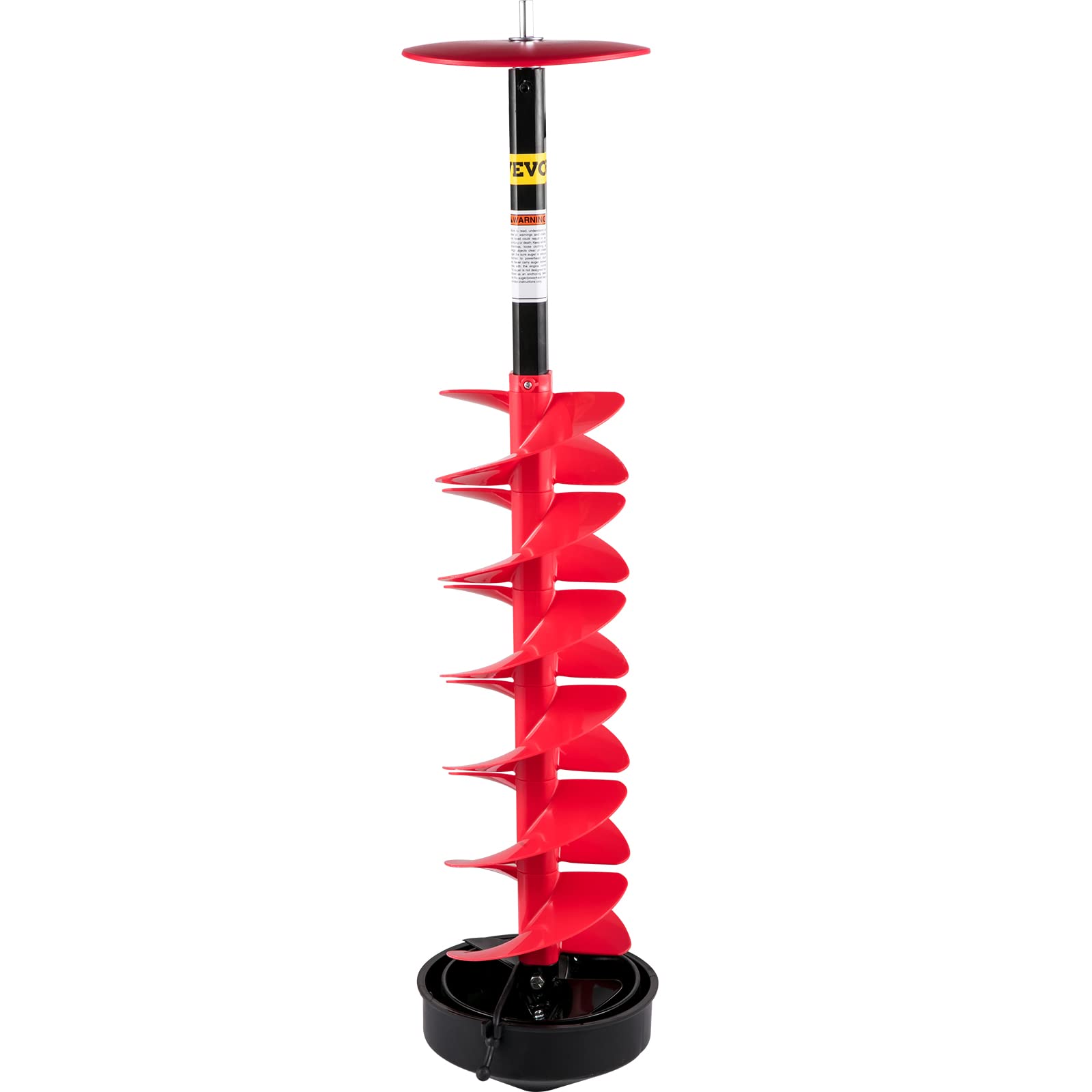 VEVOR Ice Drill Auger, 8" Diameter Nylon Ice Auger, 39" Length Ice Auger Bit,Auger Drill with 11.8" Extension Rod,Auger Bit w/Drill Adapter,Top Plate & Blade Guard for Ice Fishing Ice Burrowing Red