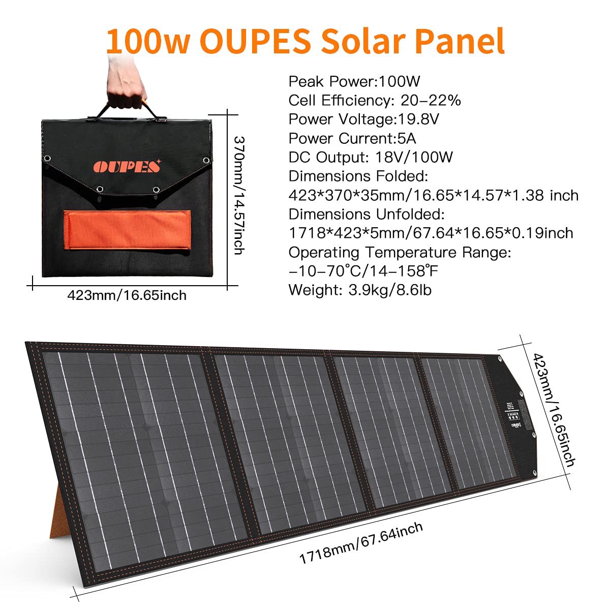 OUPES 600W Portable Power Station, Solar Generator with 100W Solar Panel, 595Wh(186000mAh) LiFePO4 Power Station for Outdoors Home Use RV Camping