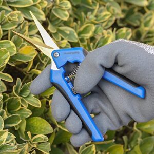 HOMEANING 3 Packs Garden Pruning Shears with Curved Blades, Garden Trimming Scissors, Gardening Hand Pruning Snips Titanium Coated Precision Bonsai Pruning Shears, Convenient Flower Cutters (Blue)