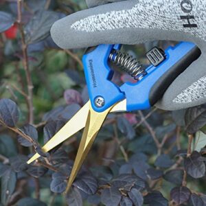 HOMEANING 3 Packs Garden Pruning Shears with Curved Blades, Garden Trimming Scissors, Gardening Hand Pruning Snips Titanium Coated Precision Bonsai Pruning Shears, Convenient Flower Cutters (Blue)