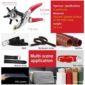 Leather Hole Punch Tool,Belt Hole Puncher,Leather Punch Plier,Revolving Punch Plier Kit Punching,Leather Stamping Tools Used in Various Leather Materials.eg:Belt,Leather,Purse Strap,Watch Strap ect.