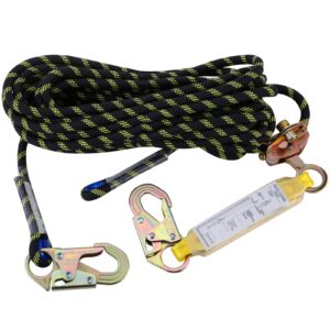 vertical lifeline rope assembly 25 ft with rope grab snap hooks shock absorber ce standard for fall protection roofing safety equipment tools rope kits