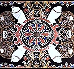 48" x 24" Inch Black Marble Dining Table/Coffee Table Italian Pietra Dura Design Outdoor Indoor Table, Office Table, Conference Table