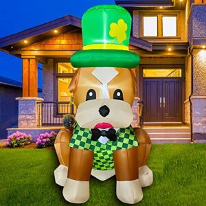 seasonblow 5 ft led light up inflatable st. patrick's day bulldog shar pei dog decoration for home yard lawn garden indoor outdoor