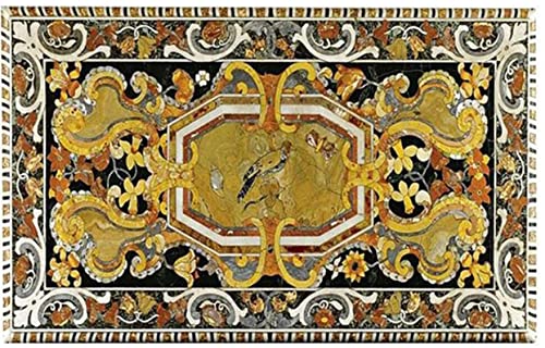 48" x 24" Inch Black Marble Dining Table/Coffee Table Italian Pietra Dura Design Outdoor Indoor Table, Office Table, Conference Table