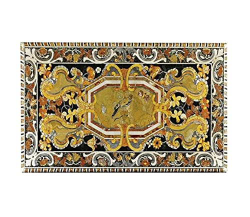 48" x 24" Inch Black Marble Dining Table/Coffee Table Italian Pietra Dura Design Outdoor Indoor Table, Office Table, Conference Table