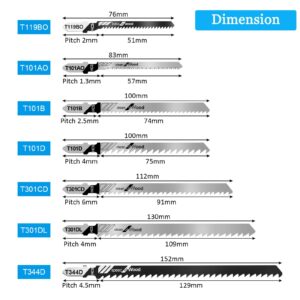 Jigsaw Blades Set 48pcs,Contractor Assorted T Shank Jig Saw Blades,Multi-Purpose HCS/HSS Saw Blades for Cutting Wood,Plastic,Metal