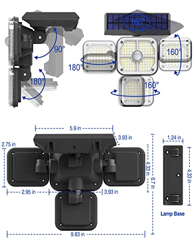 2 Pack Solar Security Lights Outdoor, 3000LM/231LED Wireless IP65 Waterproof Wall Motion Sensor Lights LED Flood Lights Outdoor for Front Door, Backyard, Garage, Deck…