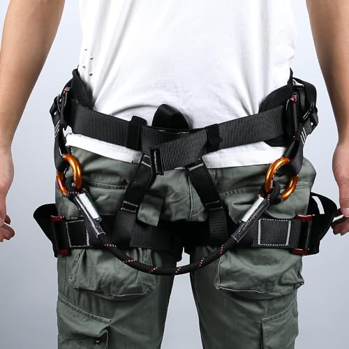 SOB Climbing Harness, Half Body Tree Climbing Harness Men,Thicken Widen Protect Waist Safety Harness for Arborist Harness,Working Rescuing at Height Safety Belt Harness