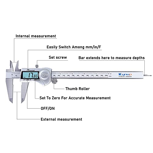 Kynup 6 Inch / 8I NCH Digital Caliper, Calipers Measuring Tool with IP54 Waterproof Protection, Stainless Steel Design (150/200mm)