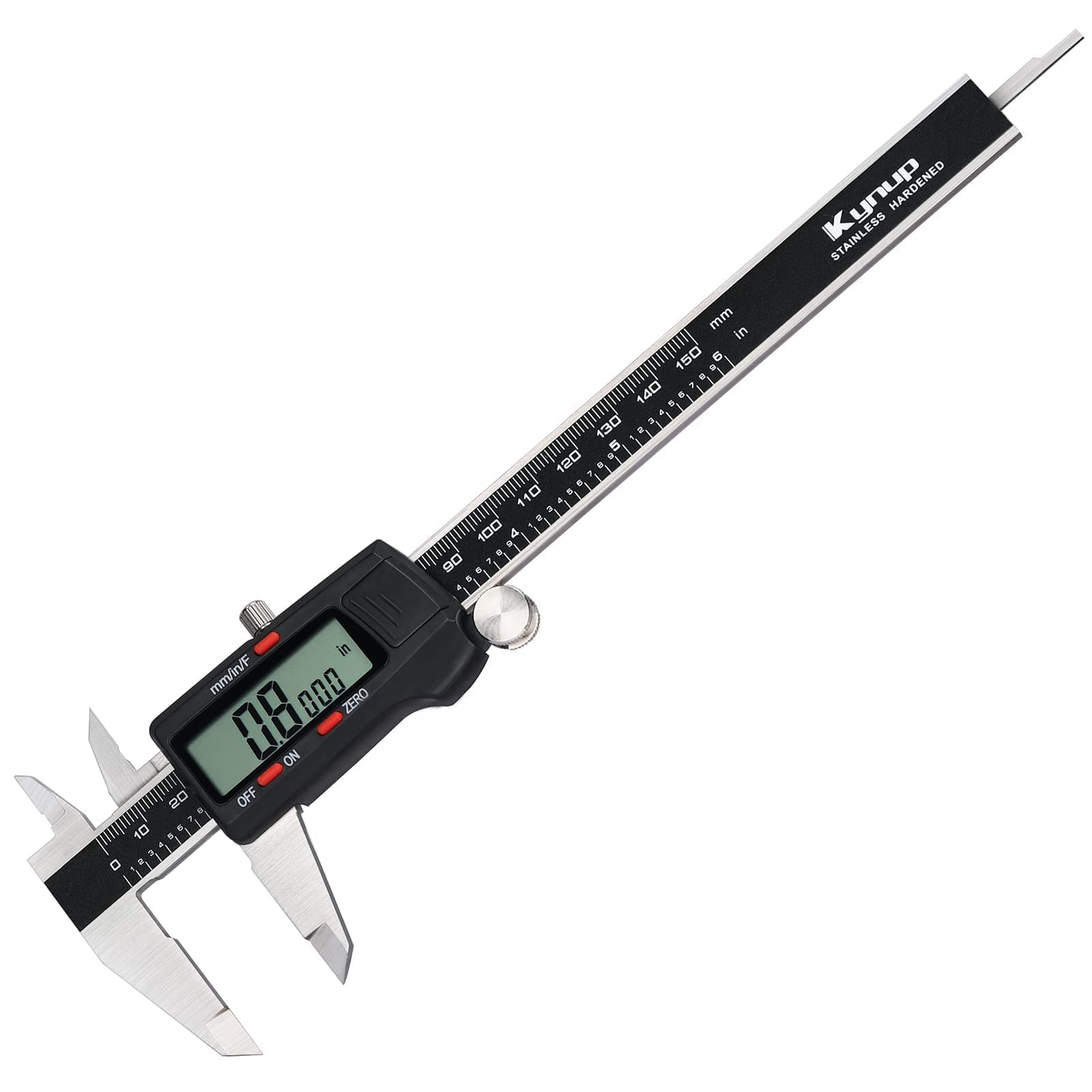 Kynup Caliper, Digital Caliper, Caliper Measuring Tool with Stainless Steel, Easy Switch from Inch Metric Fraction, Large LCD Screen, IP54 Waterproof Protection Design