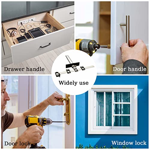 Cabinet Hardware Jig, Solike Aluminum Alloy Cabinet Handle Jig Tool for Fast and Accurate Installation of Door Handles and Drawer Front Knobs, Pulls(With Automatic Center Punch and 4 Drill Bits)