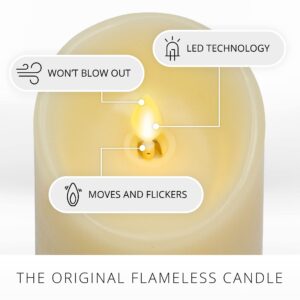 Luminara Moving Flame Pillar Flameless LED Candle, Scalloped Edge, Real Wax, Unscented - Ivory (4.5-inch)