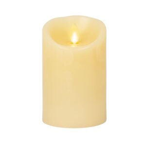 Luminara Moving Flame Pillar Flameless LED Candle, Scalloped Edge, Real Wax, Unscented - Ivory (4.5-inch)