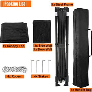 10x10 Pop Up Canopy Tent with 4 Removable Sidewalls, Waterproof Commercial Instant Gazebo Outdoor Tents for Party/Exhibition/Picnic with Carry Bag,4 Stakes & Ropes (Black)