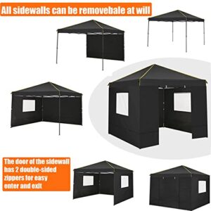 10x10 Pop Up Canopy Tent with 4 Removable Sidewalls, Waterproof Commercial Instant Gazebo Outdoor Tents for Party/Exhibition/Picnic with Carry Bag,4 Stakes & Ropes (Black)