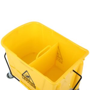 XinYun Mop Bucket with Wringer, Commercial Industrial Side-Press Wringer Combo on Wheels, Household Portable Bucket, 5 Gallon 21Qt, Heavy-Duty Wringe, Yellow 1