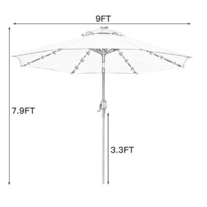 Sunnyglade 9' Solar LED Lighted Patio Umbrella with 8 Ribs/Tilt Adjustment and Crank Lift System (Orange)