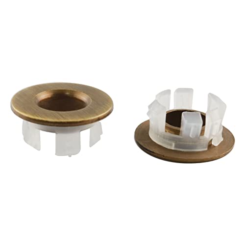 HSCGIN Sink Overflow Ring 2PCS Antique Brass Bathroom Basin Ceramic Sink Open Hole Trim Overflow Covers Refined Copper Sink Caps