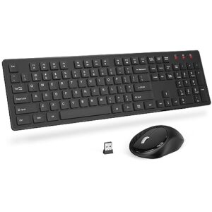 wireless keyboard and mouse, trueque silent 2.4ghz cordless full size usb mouse combo, long battery life, lag-free for computer, laptop, pc, windows, mac, chrome os (black)