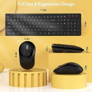 Wireless Keyboard and Mouse, Trueque Silent 2.4GHz Cordless Full Size USB Mouse Combo, Long Battery Life, Lag-Free for Computer, Laptop, PC, Windows, Mac, Chrome OS (Black)