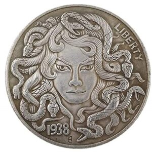 medusa head copy antique hobo coin, us morgan hobo nickel coin badge toy,protective case included