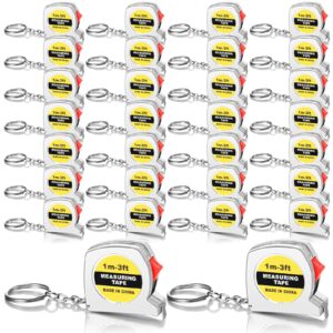 small tape measure mini retractable measuring tape keychains 1 meter/ 3 feet functional mini measuring tape, metric and inch with slide lock for daily use body measurement(30 pieces)