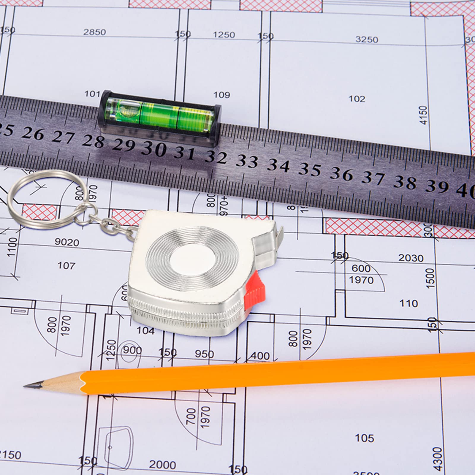 Small Tape Measure Mini Retractable Measuring Tape Keychains 1 Meter/ 3 Feet Functional Mini Measuring Tape, Metric and Inch with Slide Lock for Daily Use Body Measurement(30 Pieces)