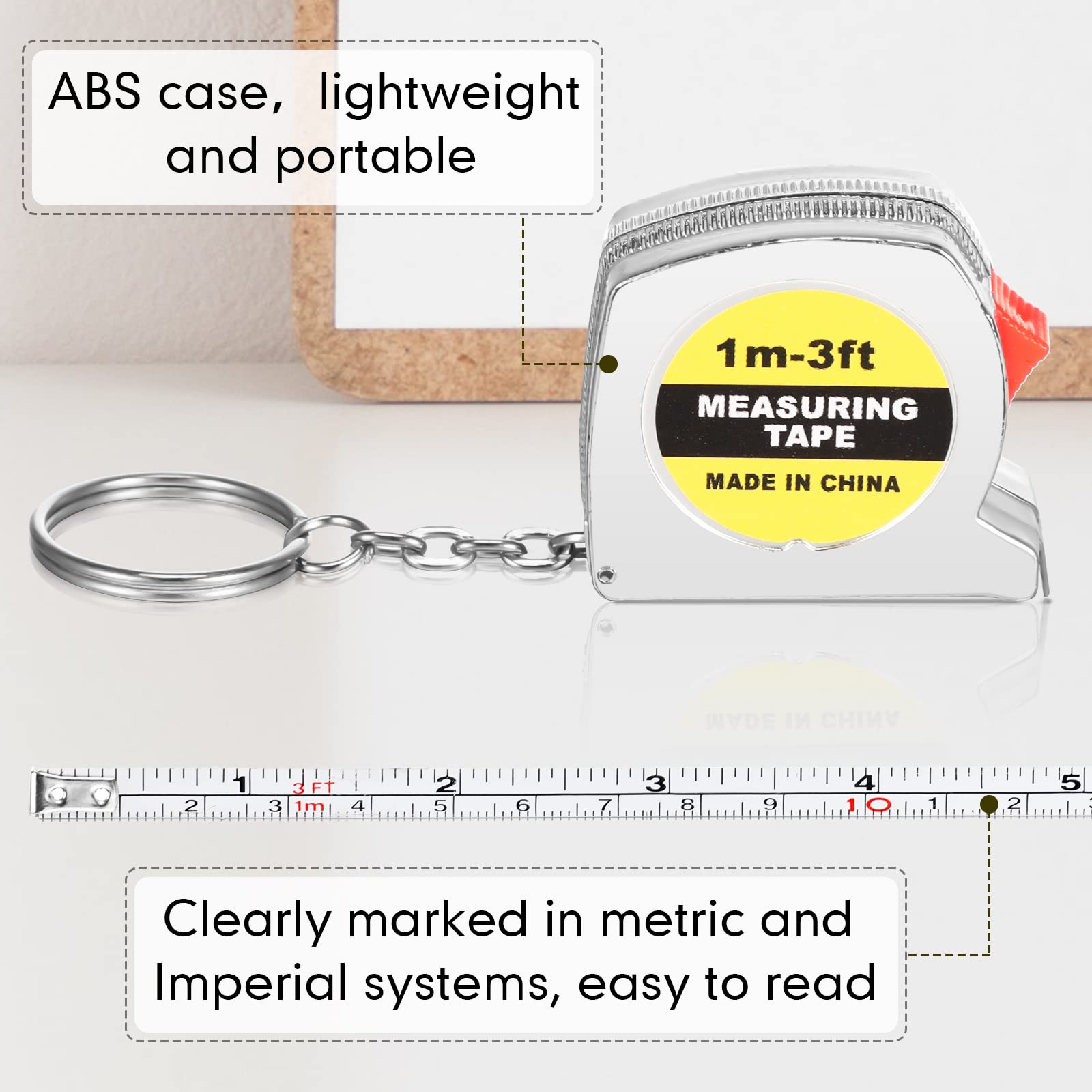Small Tape Measure Mini Retractable Measuring Tape Keychains 1 Meter/ 3 Feet Functional Mini Measuring Tape, Metric and Inch with Slide Lock for Daily Use Body Measurement(30 Pieces)