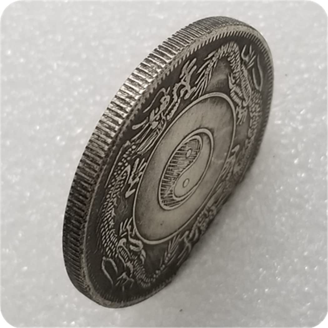 Kocreat Copy Tai Chi Feng Shui Yin and Yang Loong Coin Brass Silver Plating Dollar-Replica Foreign Souvenir Coin Lucky Coin Hobo Coin Old Coin Collection