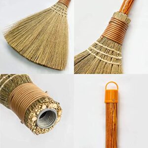 BMart Home Small Natural Whisk Sweeping Hand Handle Broom - Vietnamese Straw Soft Broom for Cleaning - Decoration Items - Indoor - Outdoor - 7.87'' Width, 24.4" Length