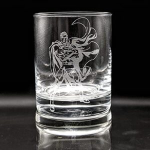 super man engraved whiskey rocks glass | inspired by d-c superheroes and comic books | great gift idea!