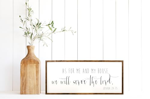 10x20 inches, As For Me And My House We Will Serve The Lord - As For Me And My House We Will Serve The Lord Sign - Scripture Wall Art - Bible Verse Sign - Wall Art Framed - Joshua 24:15