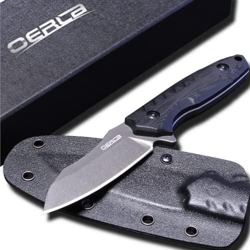 OERLA OLK-039B Tactical Style Outdoor Camping Knife 8.66 Inches Full-Tang 440C Steel Fixed Blade with Kydex Sheath