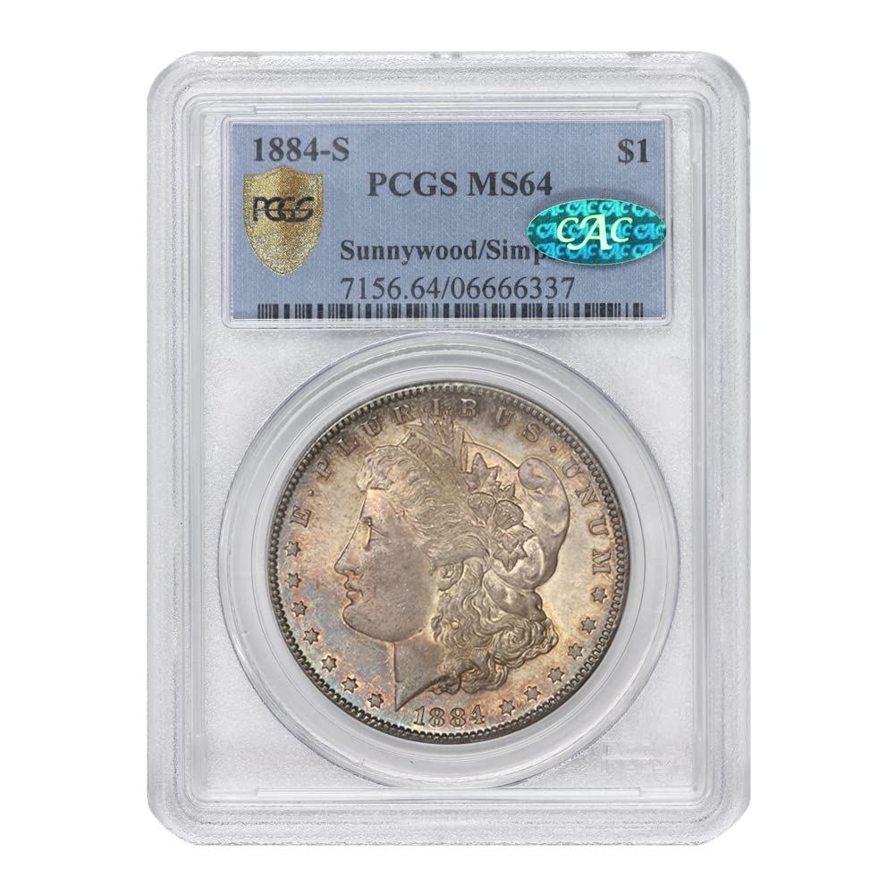 MINT STATE GOLD 1884 S American Silver Morgan Dollar MS-64 Sunnywood/Simpson by CoinFolio $1 PCGS MS64