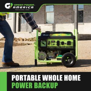 Green-Power America Dual Fuel Portable Generator 13000 Watt,Gas or Propane Powered,Electrical/Recoil Start, Equipped with CO-Seizer CO Protection System