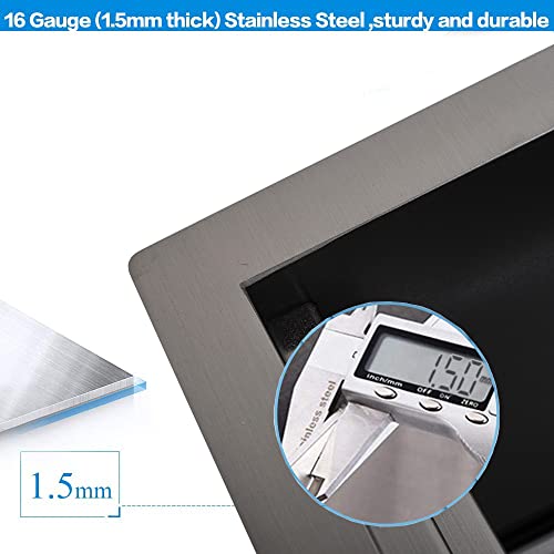 33 Inch Undermount Kitchen Sink double ledges Workstation Black -VOKIM 33 Inch Stainless Steel Undermount Kitchen Sink Workstation Utility Sink 16 Gauge Single Bowl Kithchen Sink