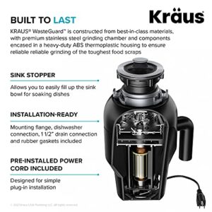 KRAUS Kore™ Workstation 33-inch Farmhouse Flat Apron Front 16 Gauge Single Bowl Stainless Steel Kitchen Sink with Accessories and WasteGuard™ Continuous Feed Garbage Disposal, KWF410-33-100-75MB