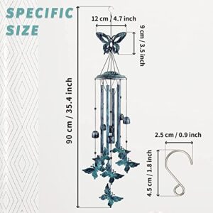 Yiiwinwy Butterfly Wind Chimes for Outside Large Aluminum Tubes Outdoor Decorations for Patio, Garden, Porch, Memorial Bells Gift