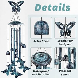 Yiiwinwy Butterfly Wind Chimes for Outside Large Aluminum Tubes Outdoor Decorations for Patio, Garden, Porch, Memorial Bells Gift