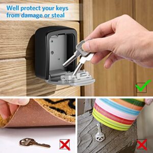 [New Version] Security Lock Box, 4 Digit Combination Key Storage Lock Box, 3.66'' Wall Mounted Key Safe Box, 5 Keys Capacity Lock Box for Indoor Outdoor