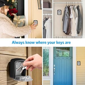 [New Version] Security Lock Box, 4 Digit Combination Key Storage Lock Box, 3.66'' Wall Mounted Key Safe Box, 5 Keys Capacity Lock Box for Indoor Outdoor