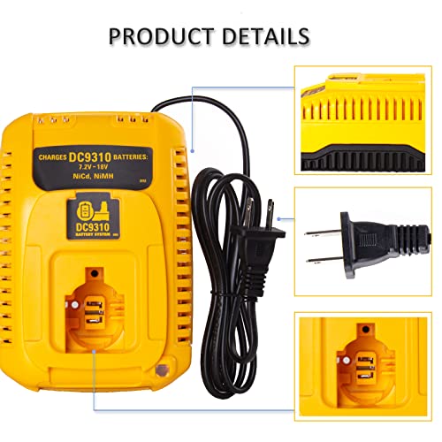 Lilocaja DC9310 18V XRP Battery Charger Replacement for Dewalt 18V Battery Charger DW9116 Compatible with Dewalt 7.2V-18V XRP NiCD/NiMH Battery DC9098 DC9096 DC9091 DW9072(Not for Any Li-ion Battery)