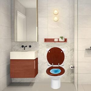 Wood Toilet Seat Round, Wooden Toilet Seats for Standard Toilets, Round Toilet Seats with Metal Hinge, Easy to Install